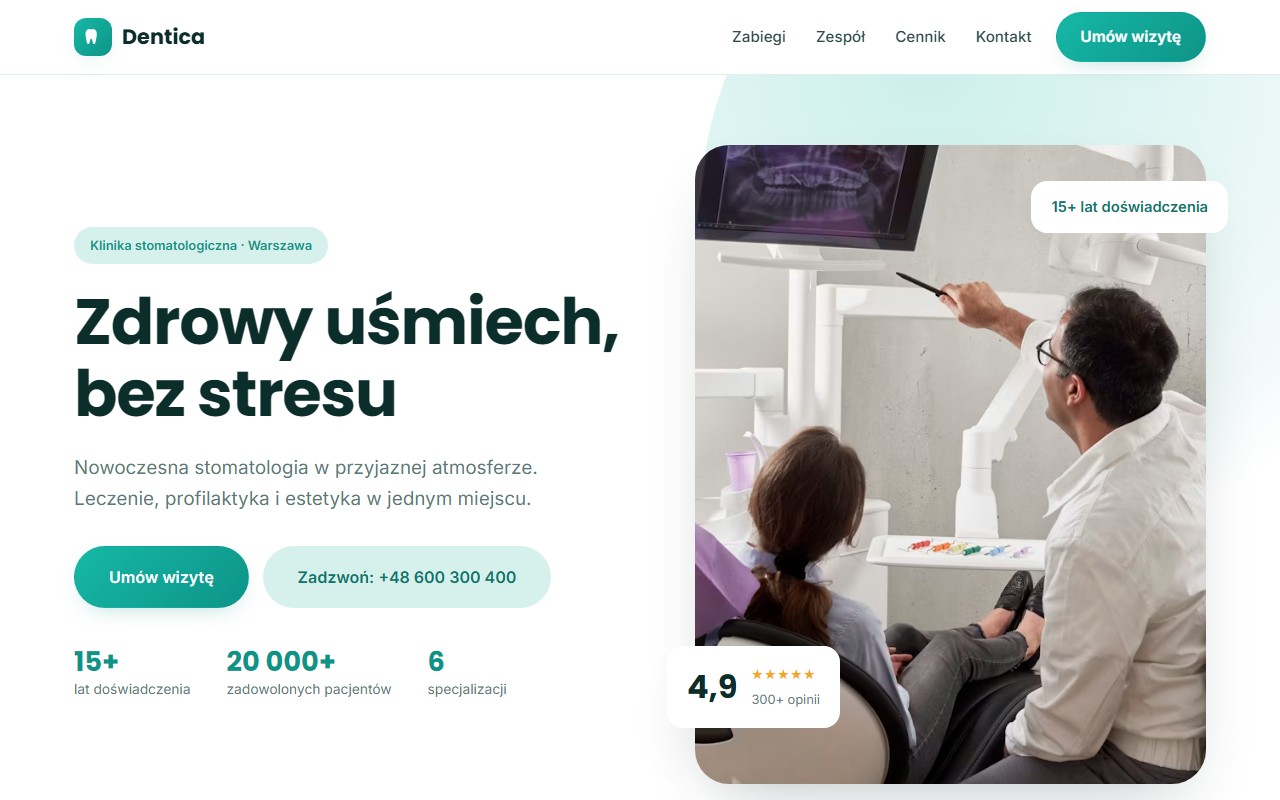 Strona dla dentysty – przykład